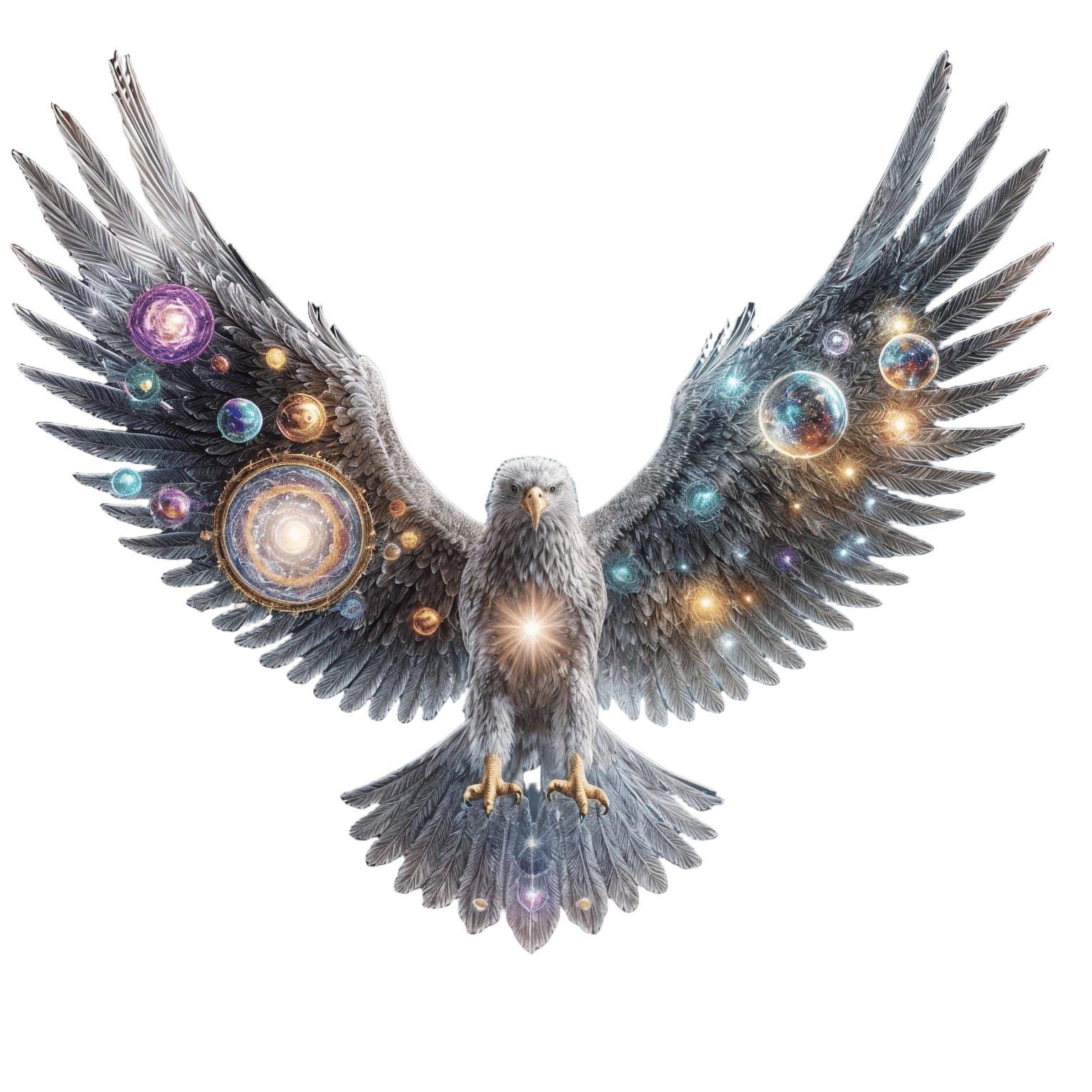 Eagle Radiates Cosmos in Shimmering Metallic Form