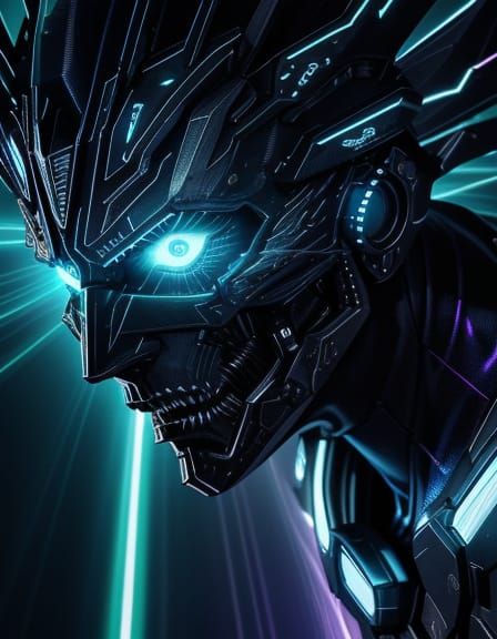 Cyborg Scream in Neon Noir Surrealism