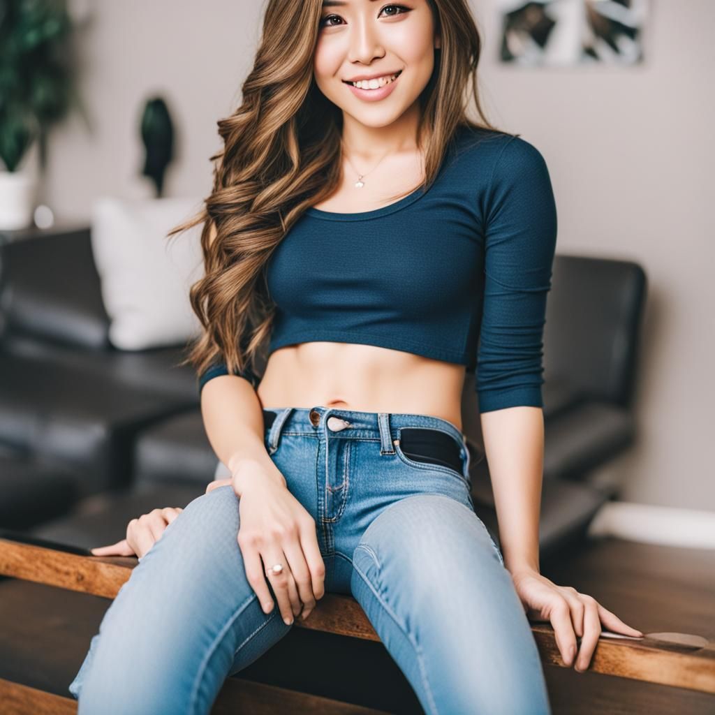 Close-Up Portrait of a Woman in Bra and Jeans