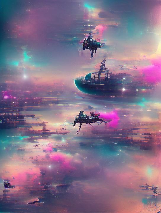 Floating in Space with Pastel Cyberpunk Tones