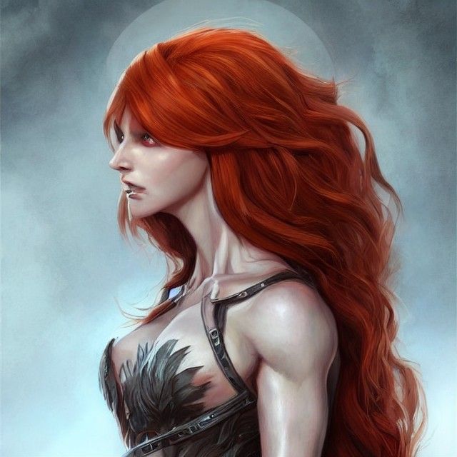 Redhead Dark Elf Goddess Digital Painting