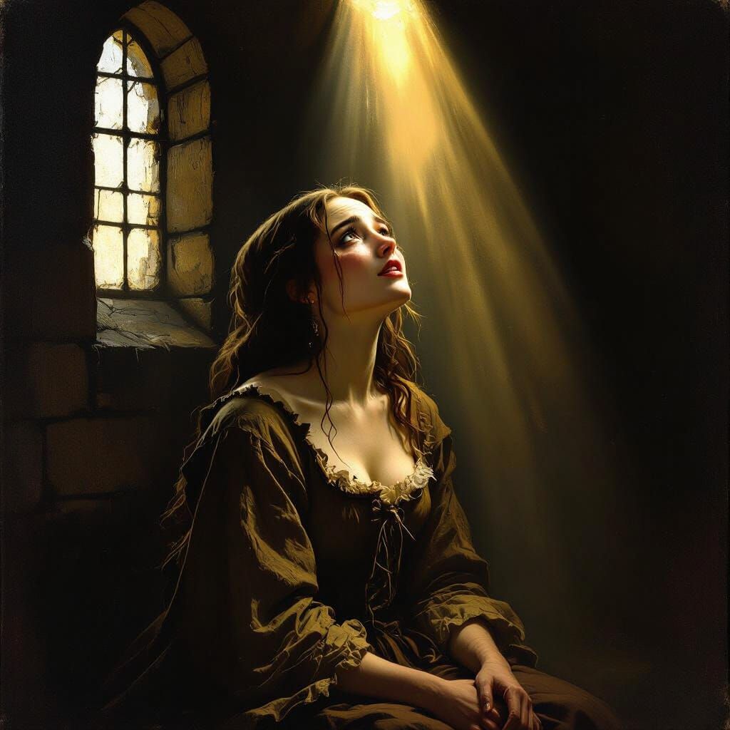 Medieval Woman Finds Hope in Dungeon Light