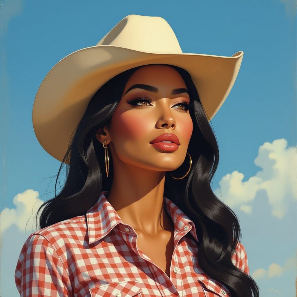 Impressionistic Cowgirl Portrait in Oil