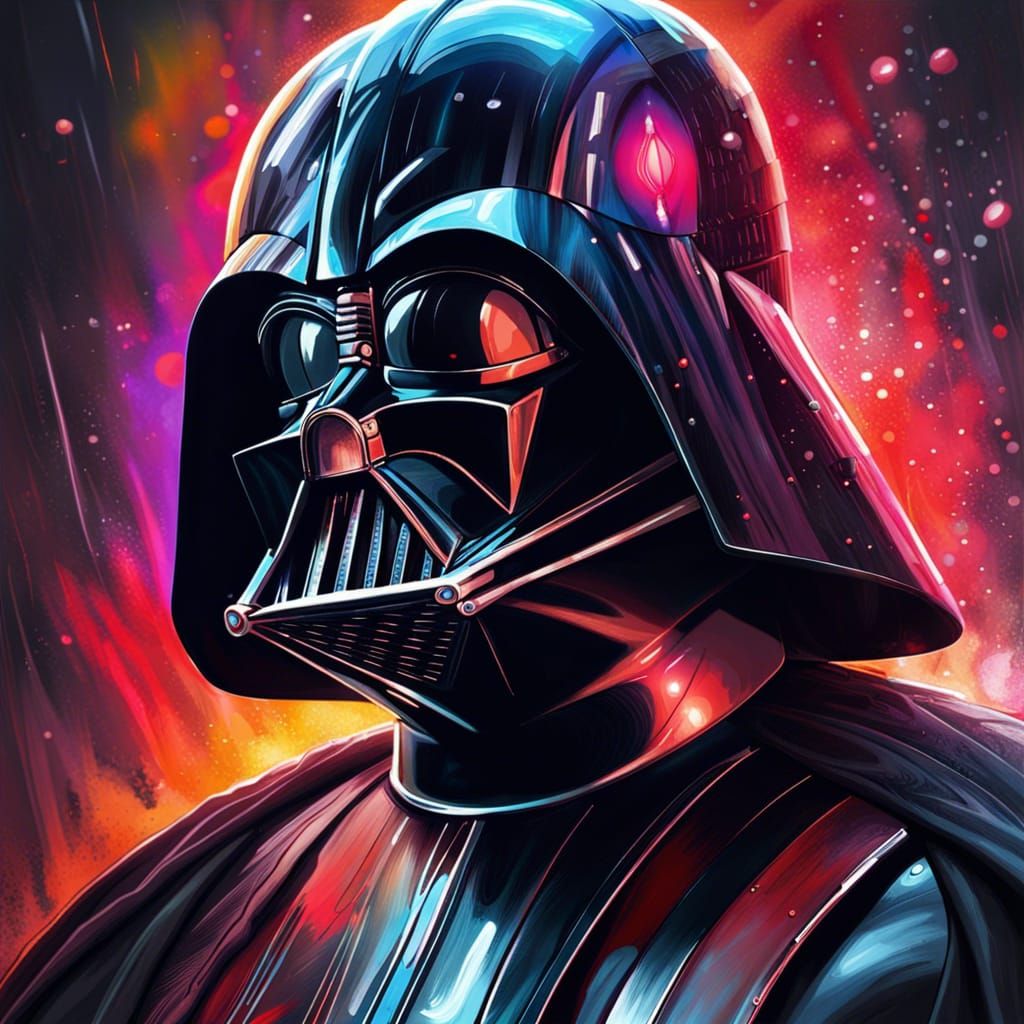 Hyperrealistic Darth Vader Splash Art Portrait