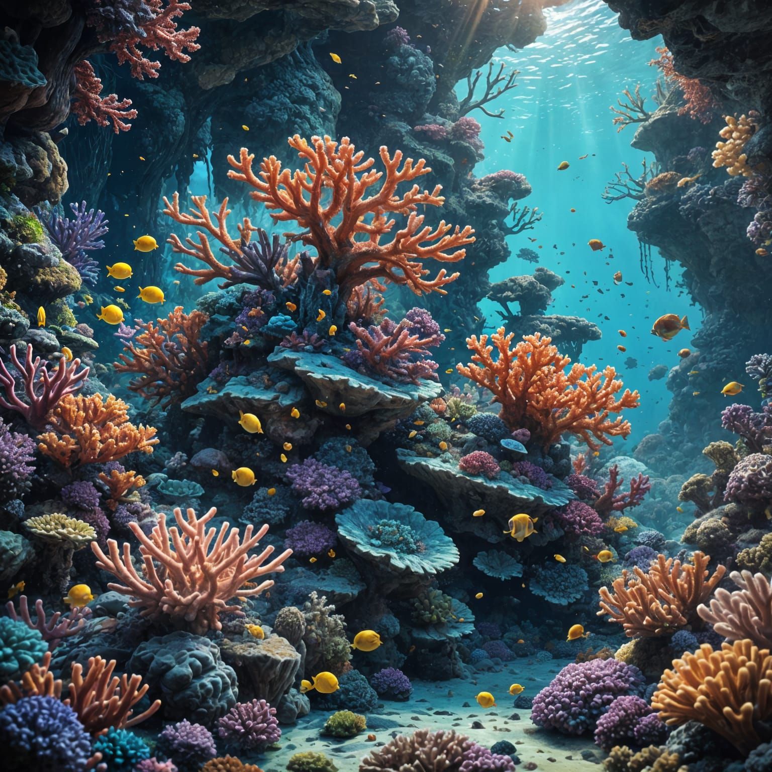 Vibrant Coral Reef in Deep Fantasy Style
