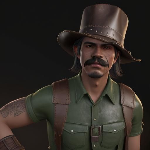 Skinny Mexican Man in 3D Game Cinematic Style