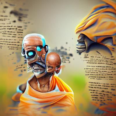 Futuristic Gandhi Robot in Digital Art Style