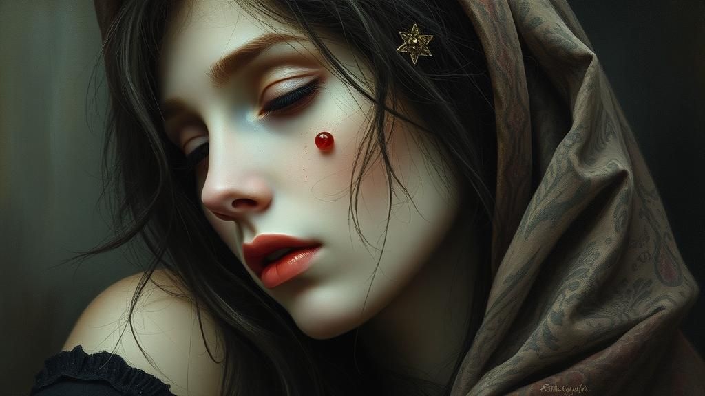 portrait, dreamy, grimdark, oils, Katia Chausheva, VOLUPTUOU...