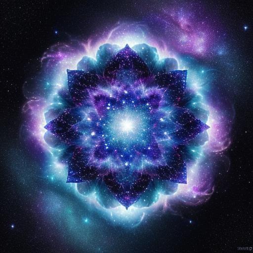 Galaxy Crystallization Flower in Cosmic Astral Illustration