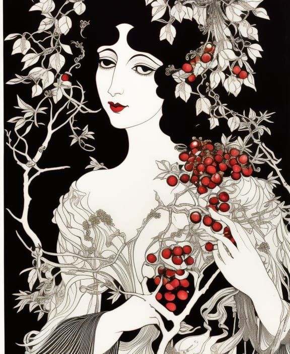 Persephone Portrait in Art Nouveau Style