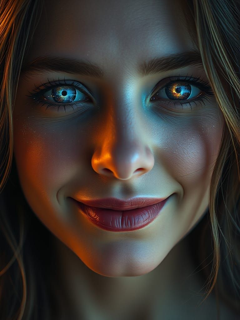 Cosmic Woman Portrait in Hyper-Realistic Style