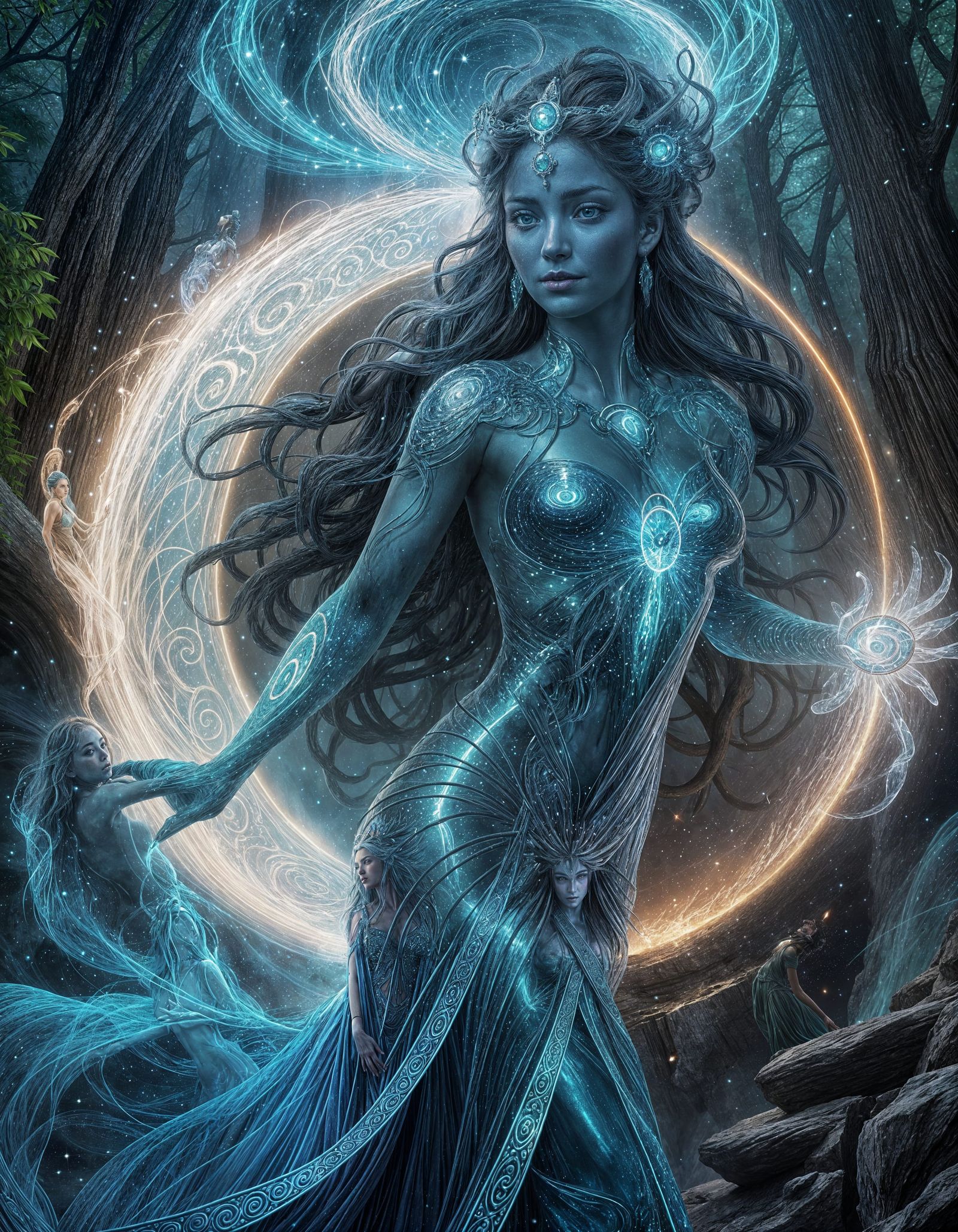 Celestial Goddess with Ambrosia and Ethereal Portal