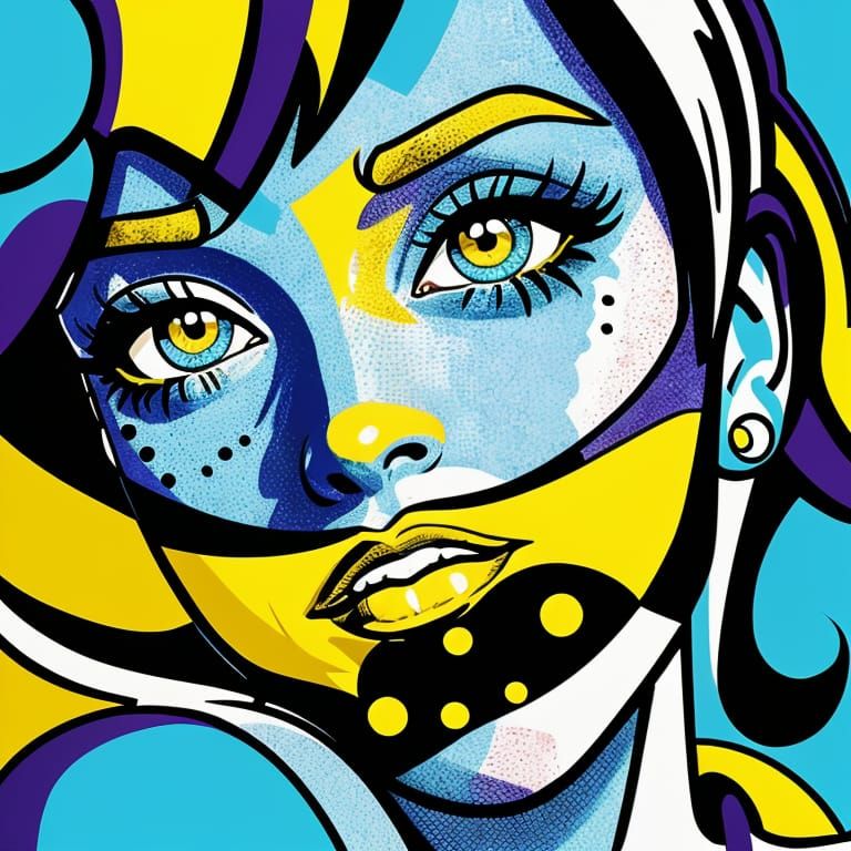 Pop Art Girl Portrait in Lichtenstein Style