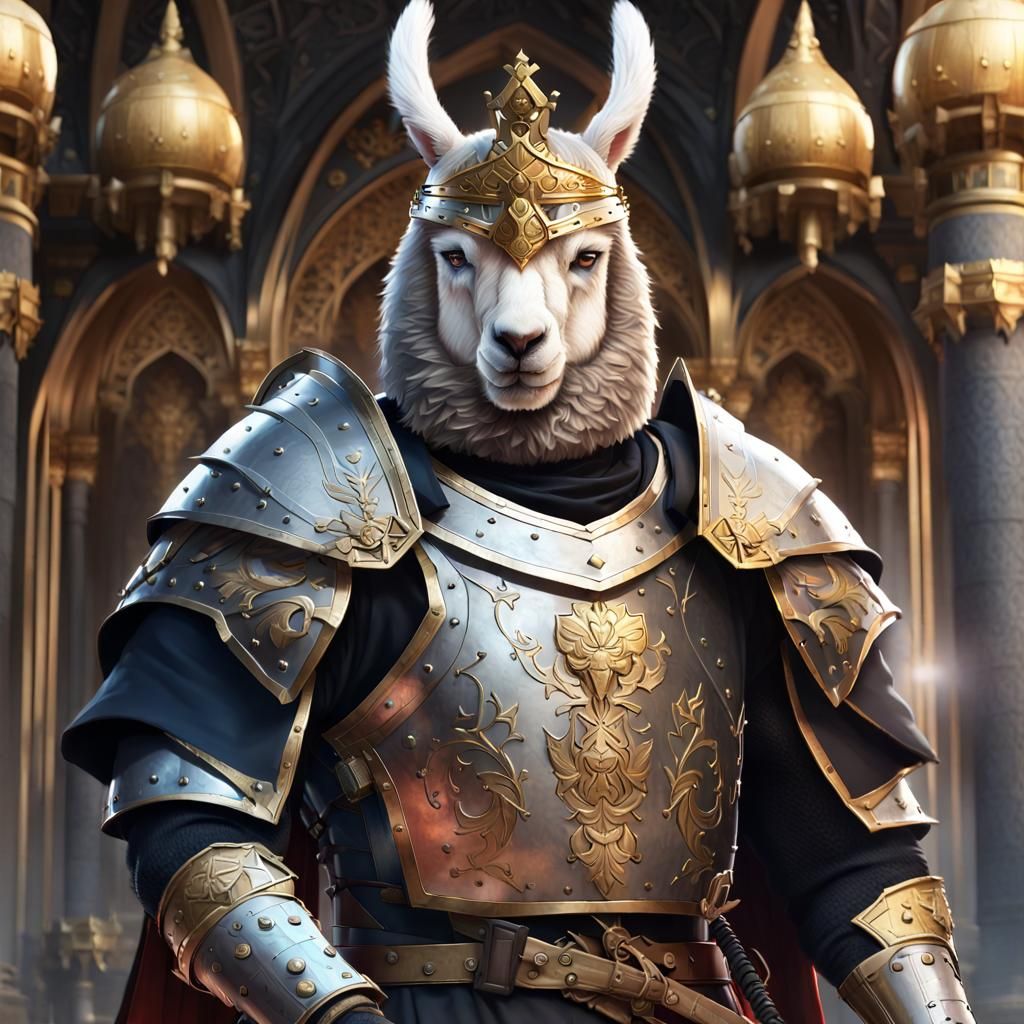 Armored Alpaca Royal Guard Portrait in 3D
