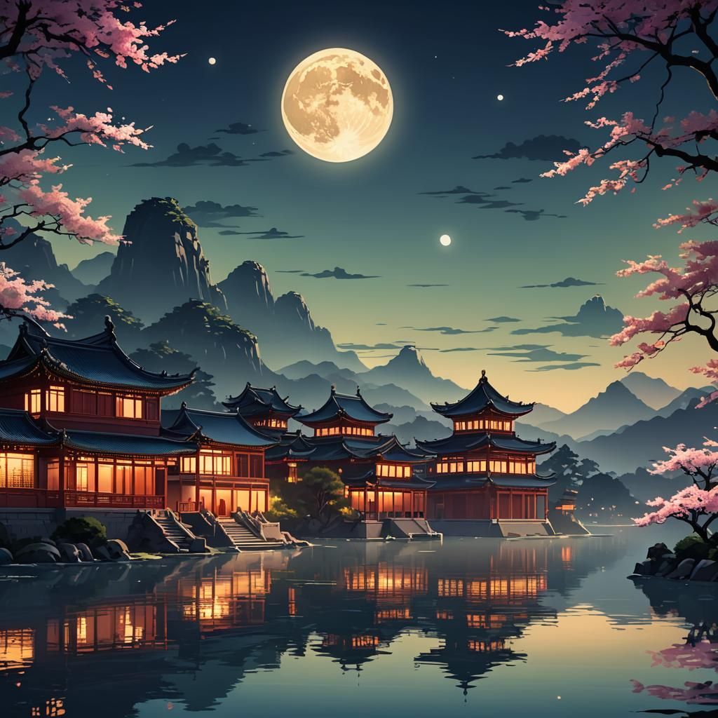 Chinese Palace at Night, Manga Scan Style