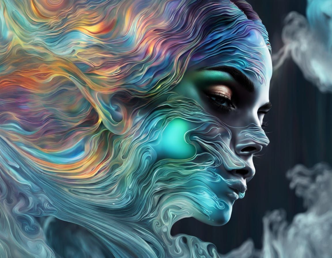 Colorful Biomorphic Forms with Iridescent Reflections