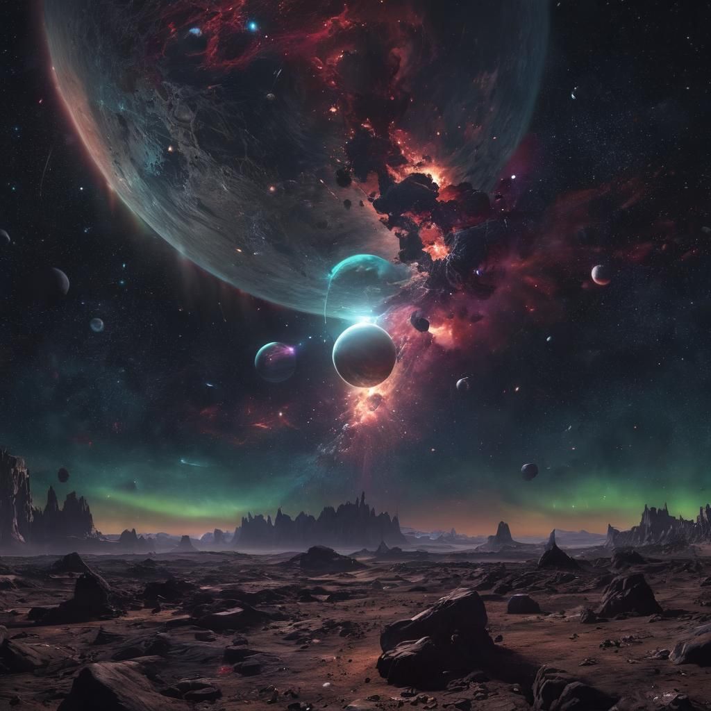 Spectacular Space Collision: A Cosmic Digital Painting