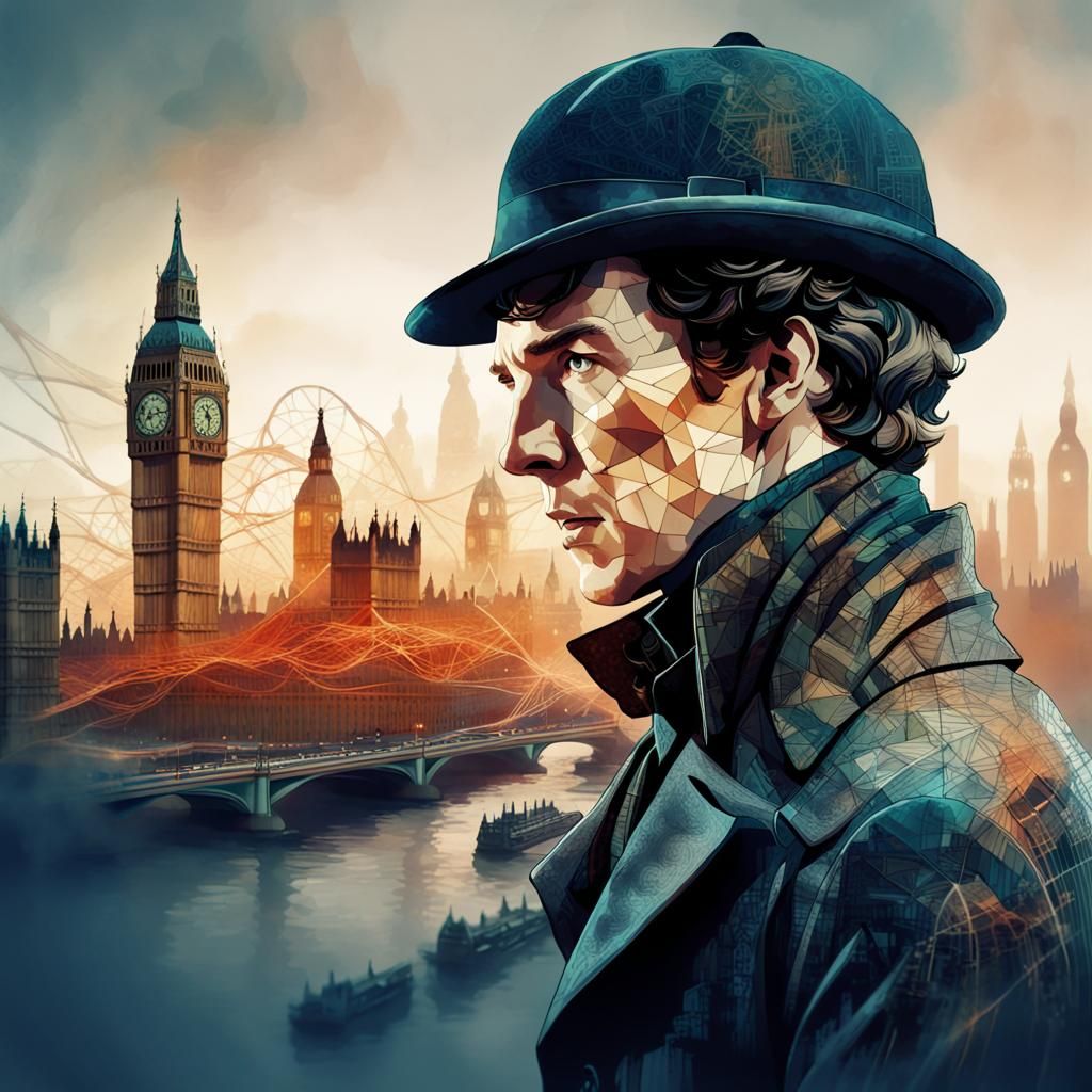 Sherlock Holmes Double Exposure, Detailed Digital Art