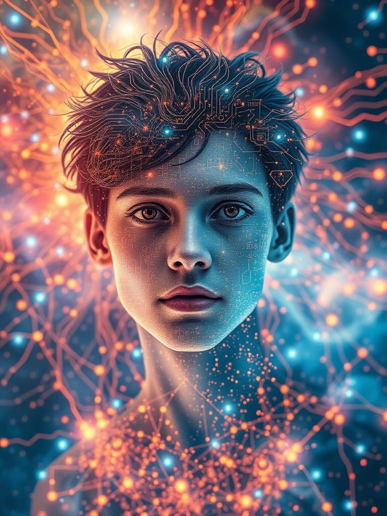 Ethereal Cosmic Tapestry in Cyberpunk Style