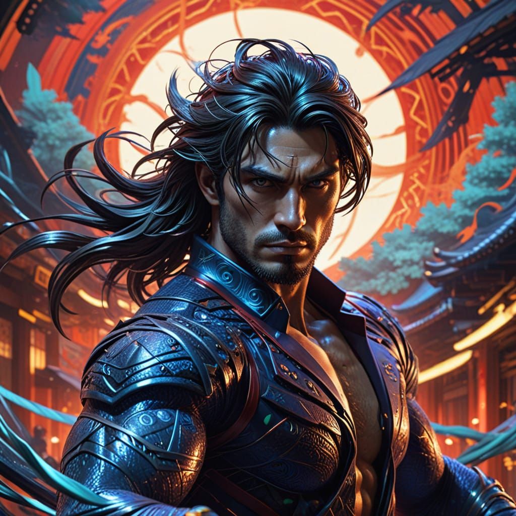 Chiseled Hero in Comic Book Style