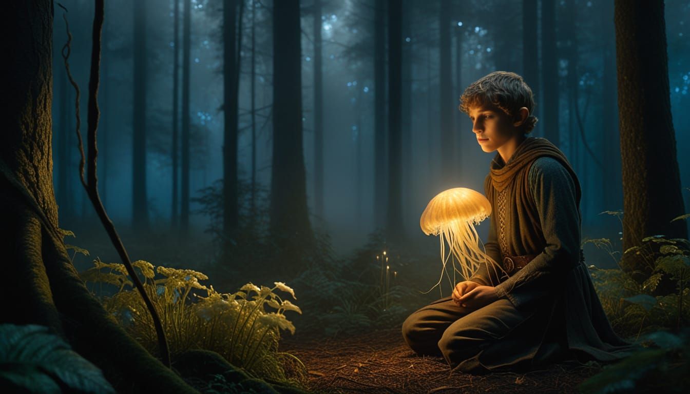 Ethereal Young Elf in Vibrant Fantasy Forest