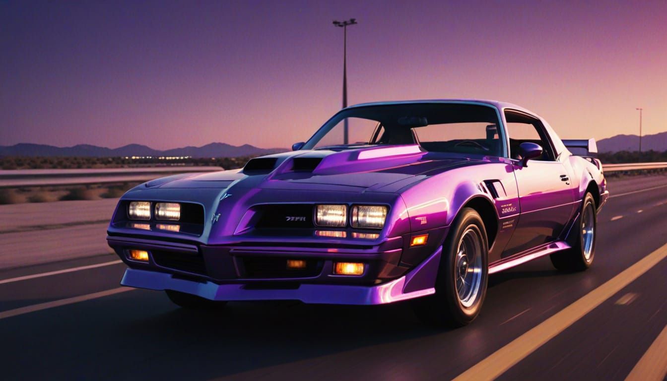 Retro-Futuristic Trans Am on Neon Highway