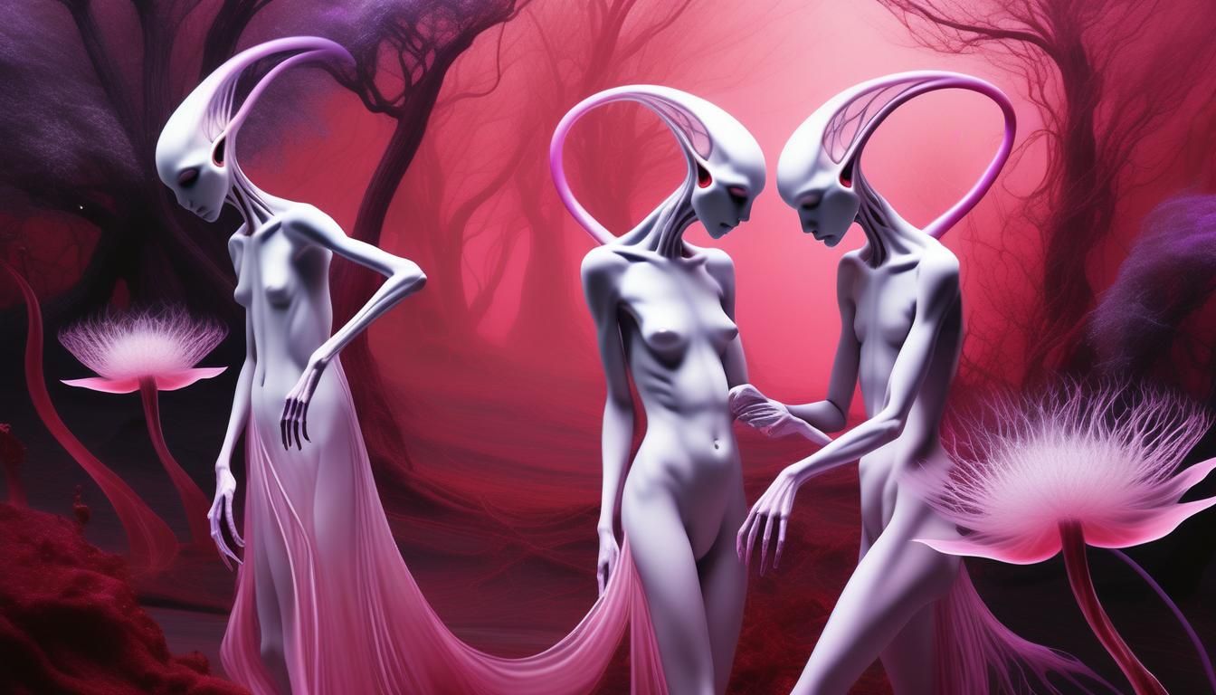 Ethereal Alien Landscape with Bioluminescent Flora