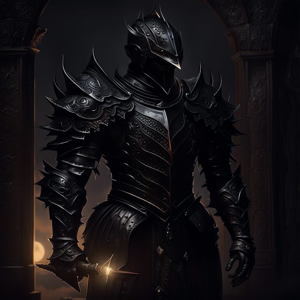 Demonic Black Knight in High Gothic Horror Style