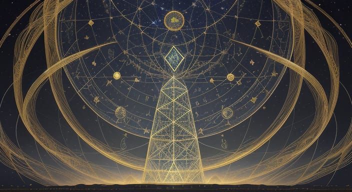 Surreal Cosmic Alchemy Engraving of Time Unraveling