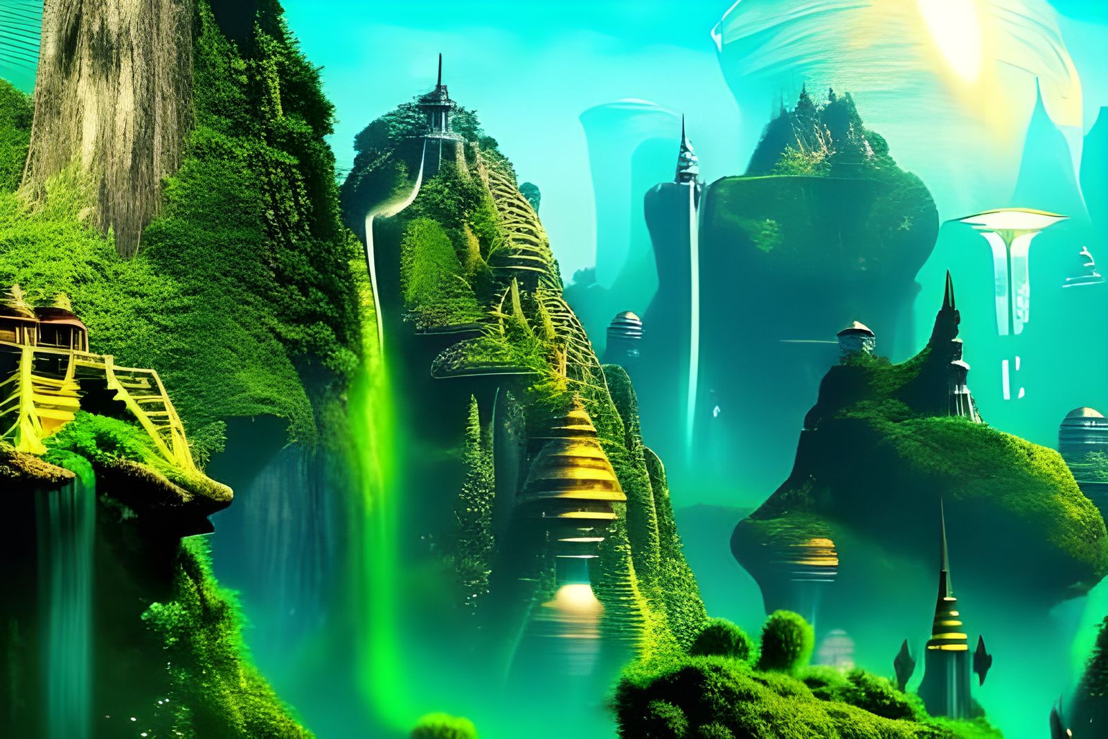 Epic Alien World Landscape with Fantasy Flora