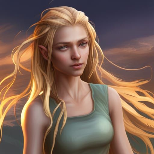 Elven Girl Portrait in Hyperdetailed Art Style