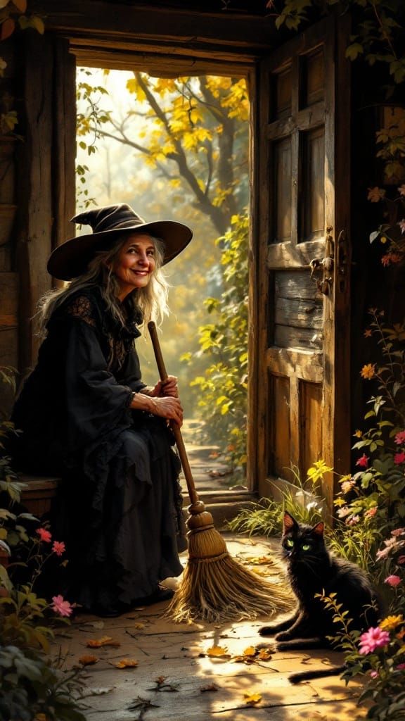 Granny the herbalist and Jasmine the cat