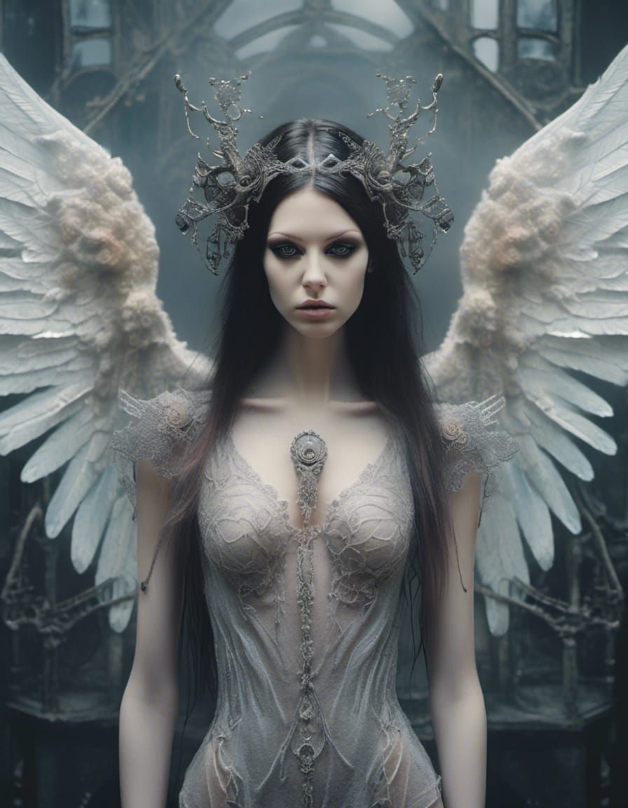 <lora:Gothic Beauty:1.0> Hyperreal photorealism painting. Me...