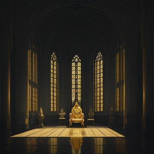 Lonely King Reflects on Power in Dim Throne Room