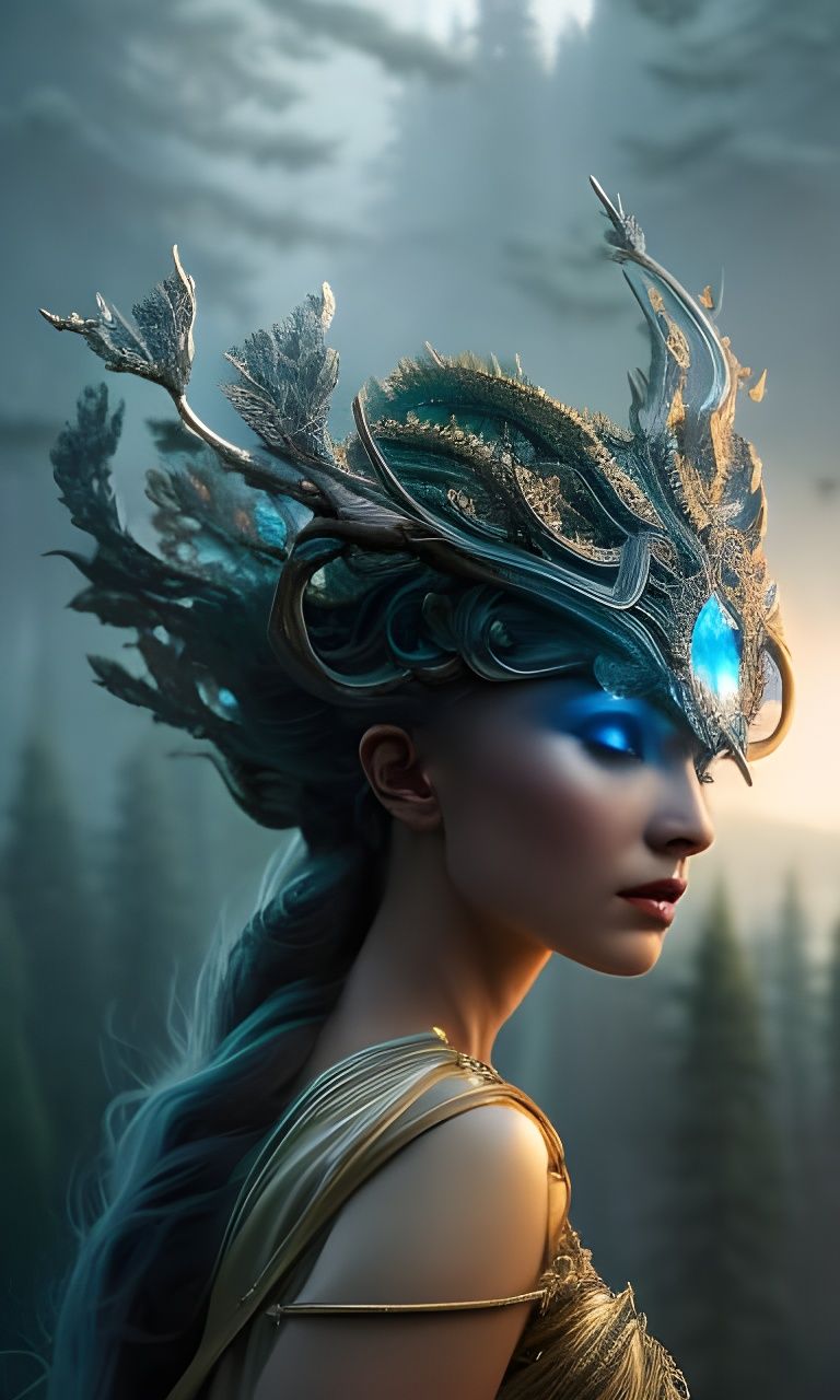 Elaborate Earth Goddess in Hyperdetailed Digital Painting