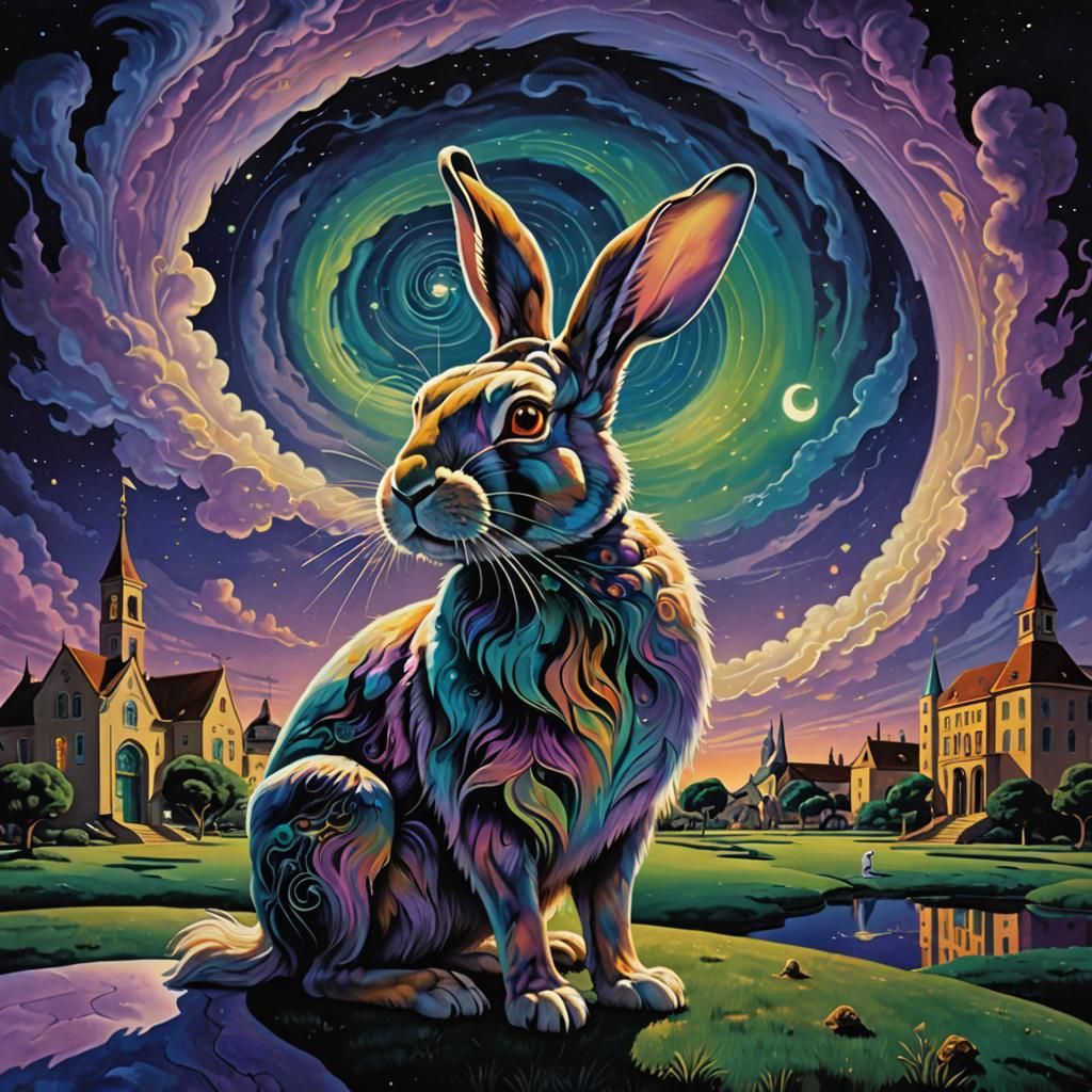 Surreal Occult Rabbit in Dreamlike Digital Art