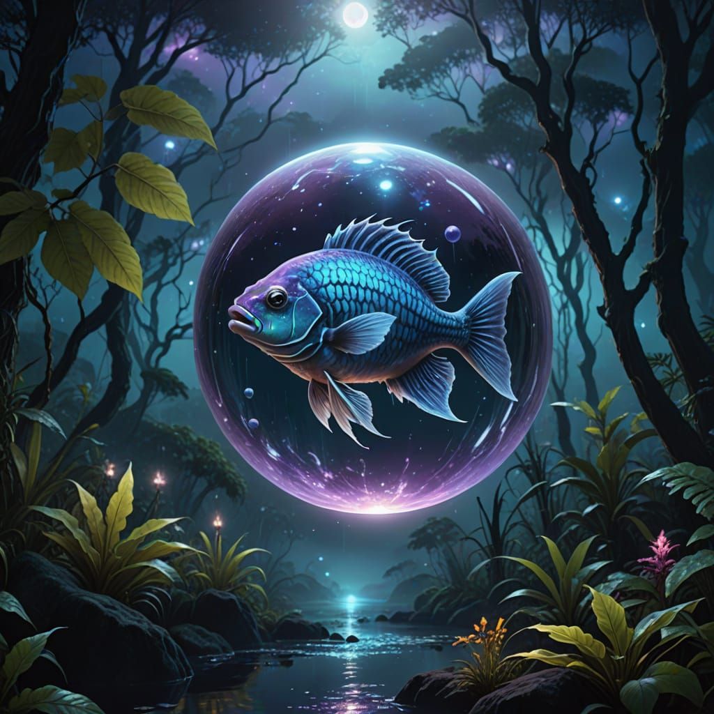 Dreamlike Bondfish in Celestial Bubble