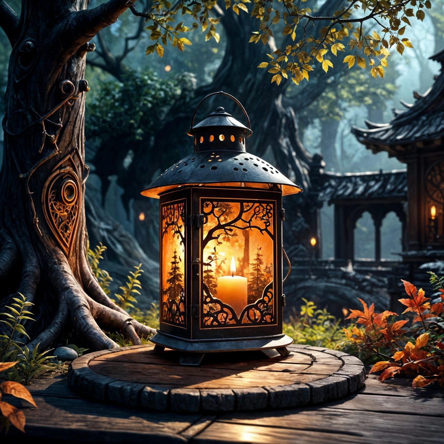 Lantern Tree Projection in Candlelight