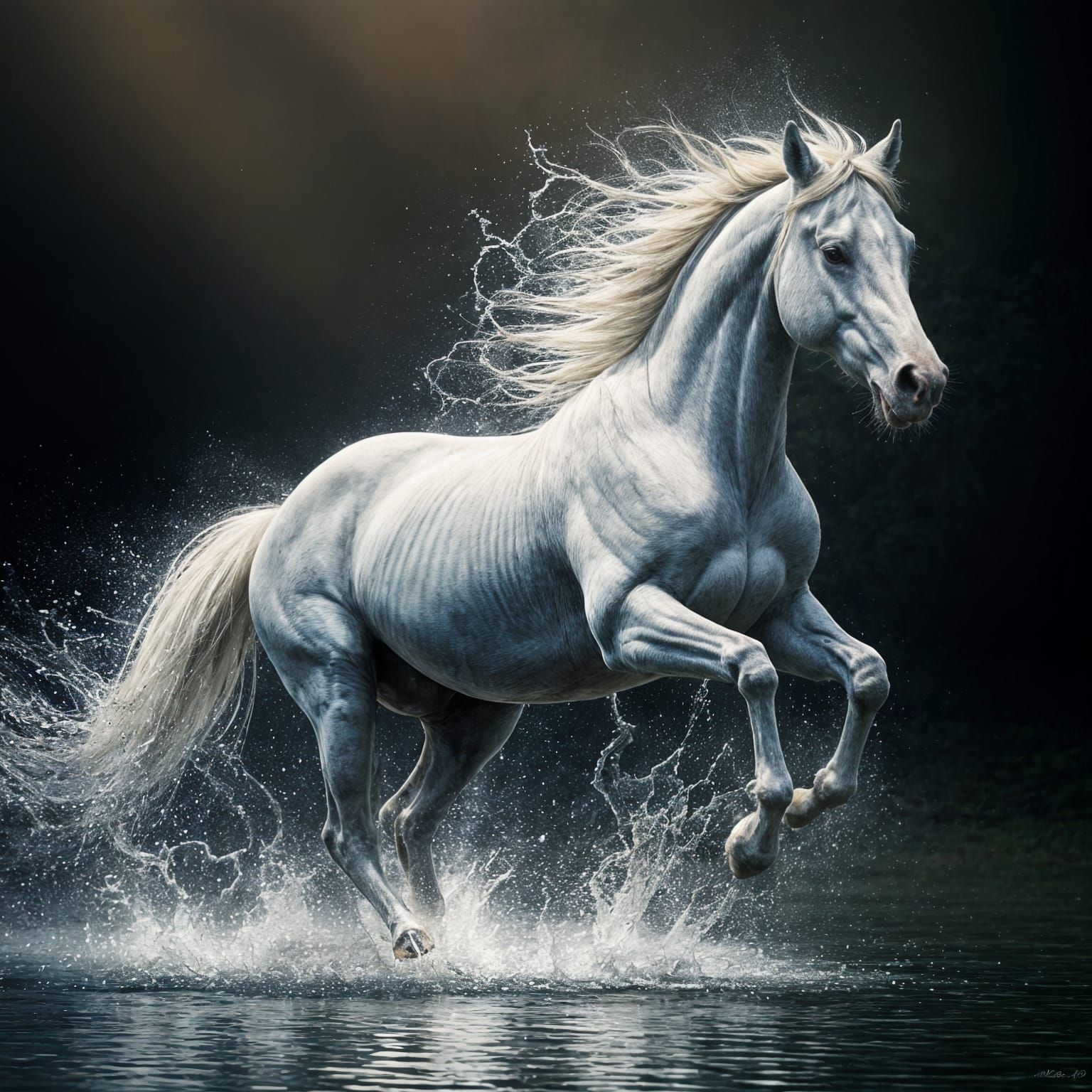 Ethereal Equine Water Form in Motion