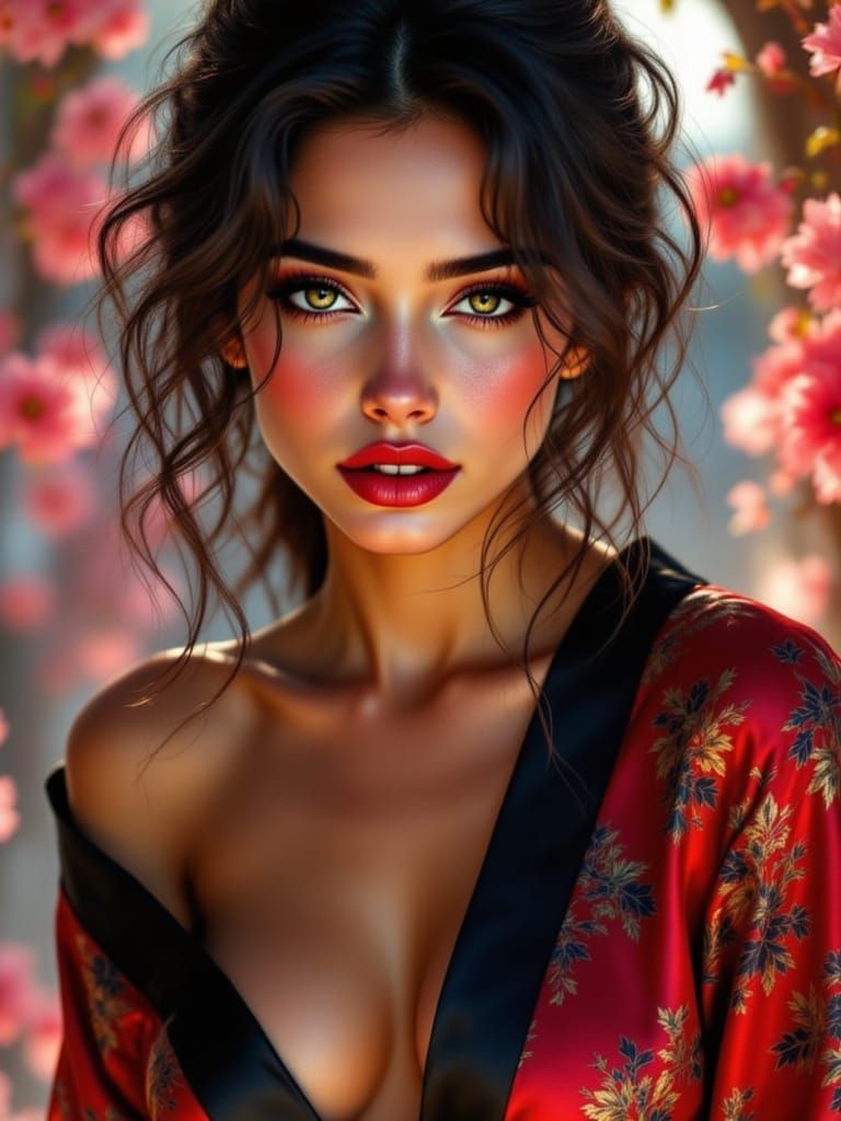 Sultry Italian Goddess in Hyper-Realistic Dreamlike Portrait