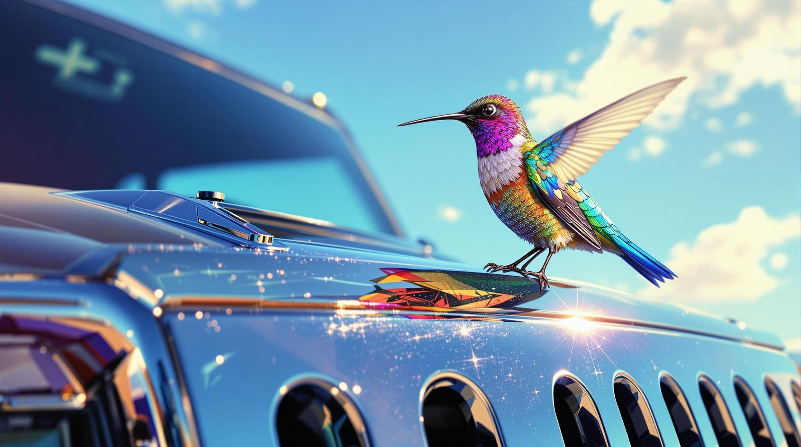 Hummingbird Perched on a Hummer