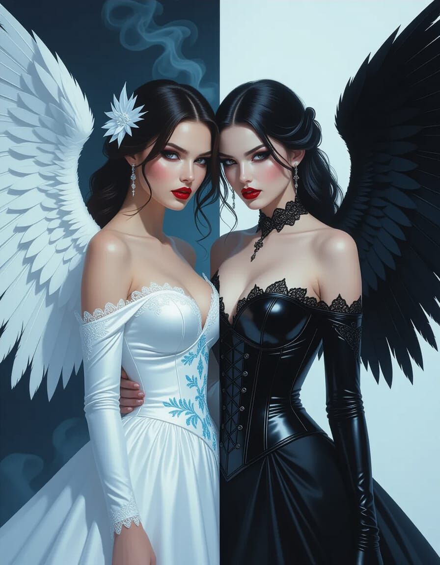 Angel and beautiful dark angel