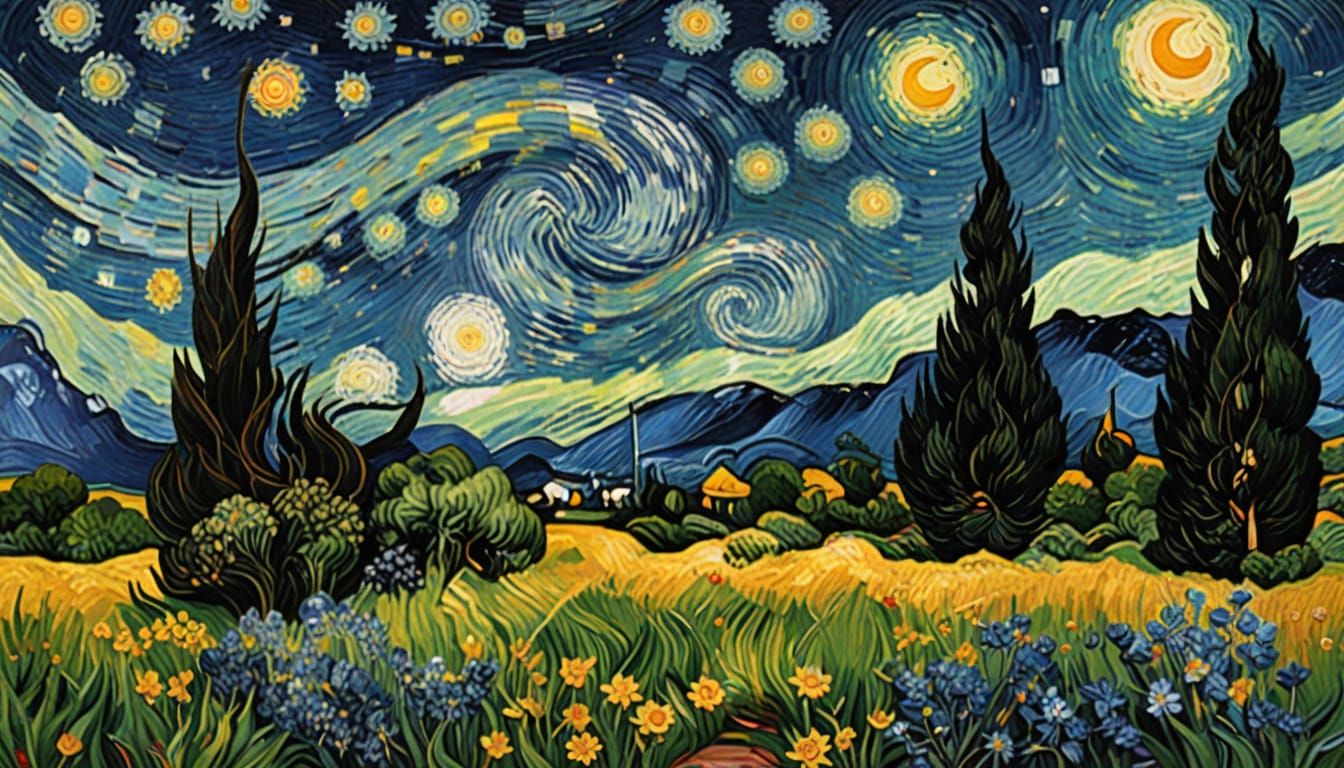 Surreal Van Gogh-Inspired Landscape of Timeless Beauty