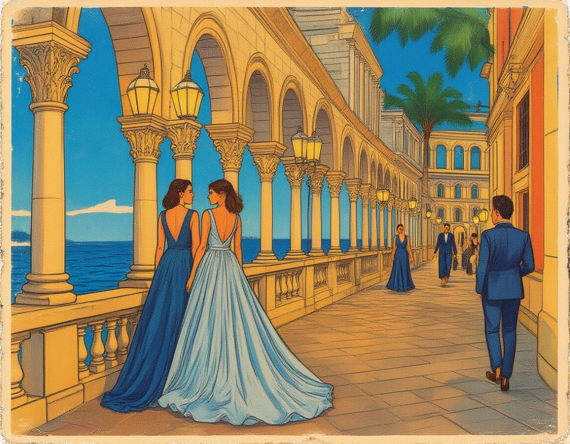 Elegant Party on Ancient Fortress Battlements with Adriatic ...