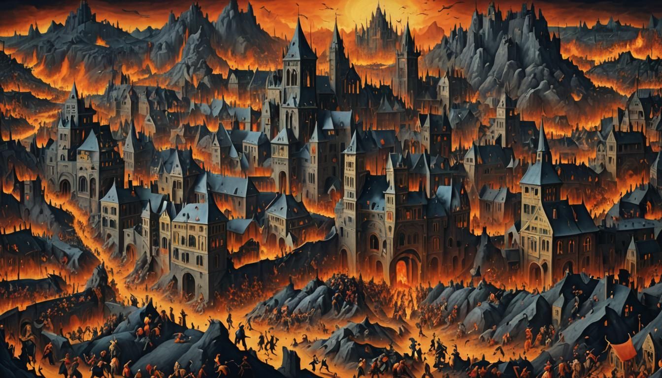 Demonic Hellscape Digital Painting in Renaissance Style
