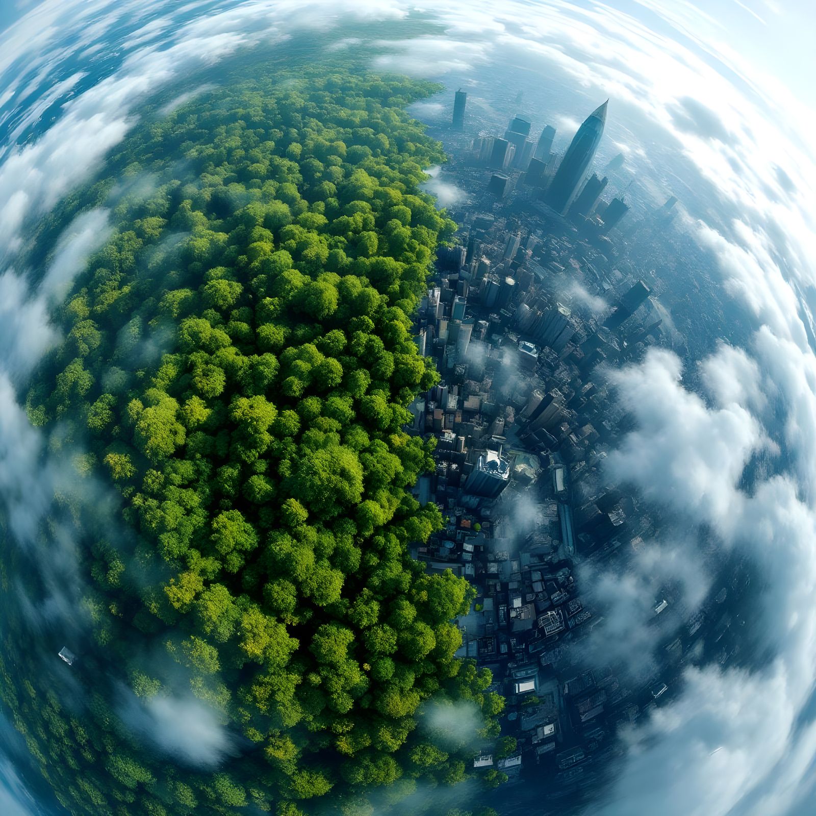 Earth Divided: Amazon Rainforest vs. Metropolis City