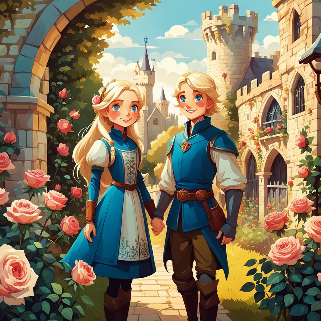 Medieval Children in Rose Garden, Gilleard Style