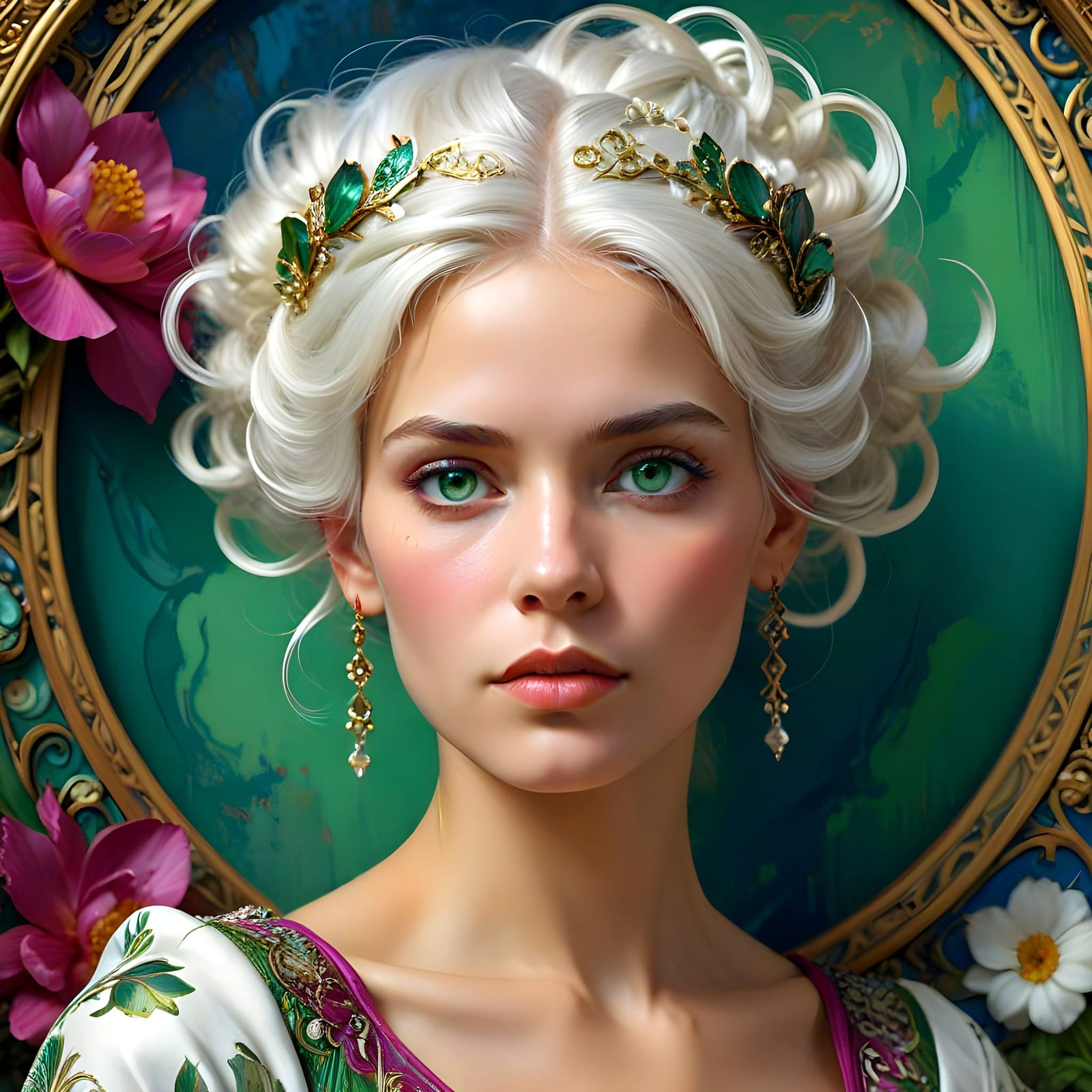 Regal Woman in Art Nouveau-Inspired Portrait