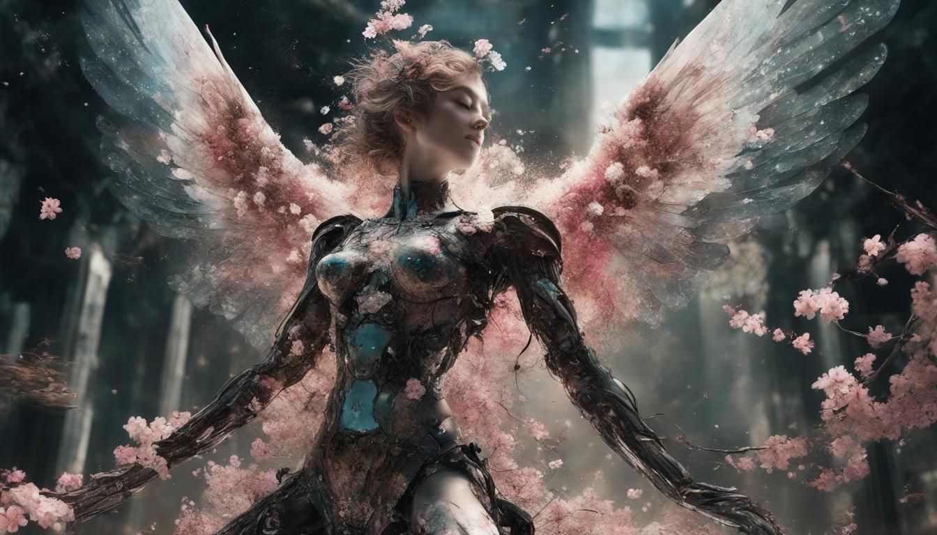 Nebula Seppuku Angel in Cyberpunk Ruins