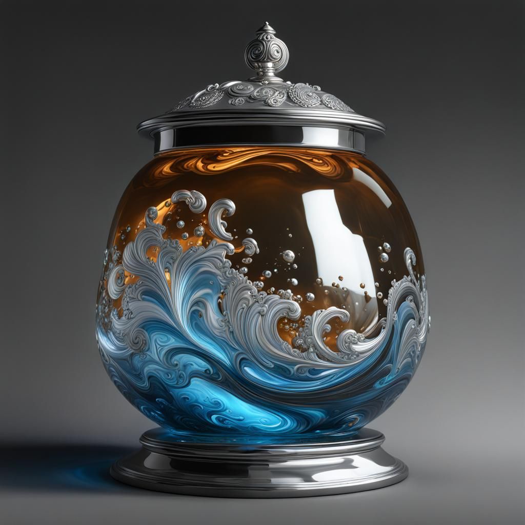 Reflective Jar of Magic Water in Hyperrealism